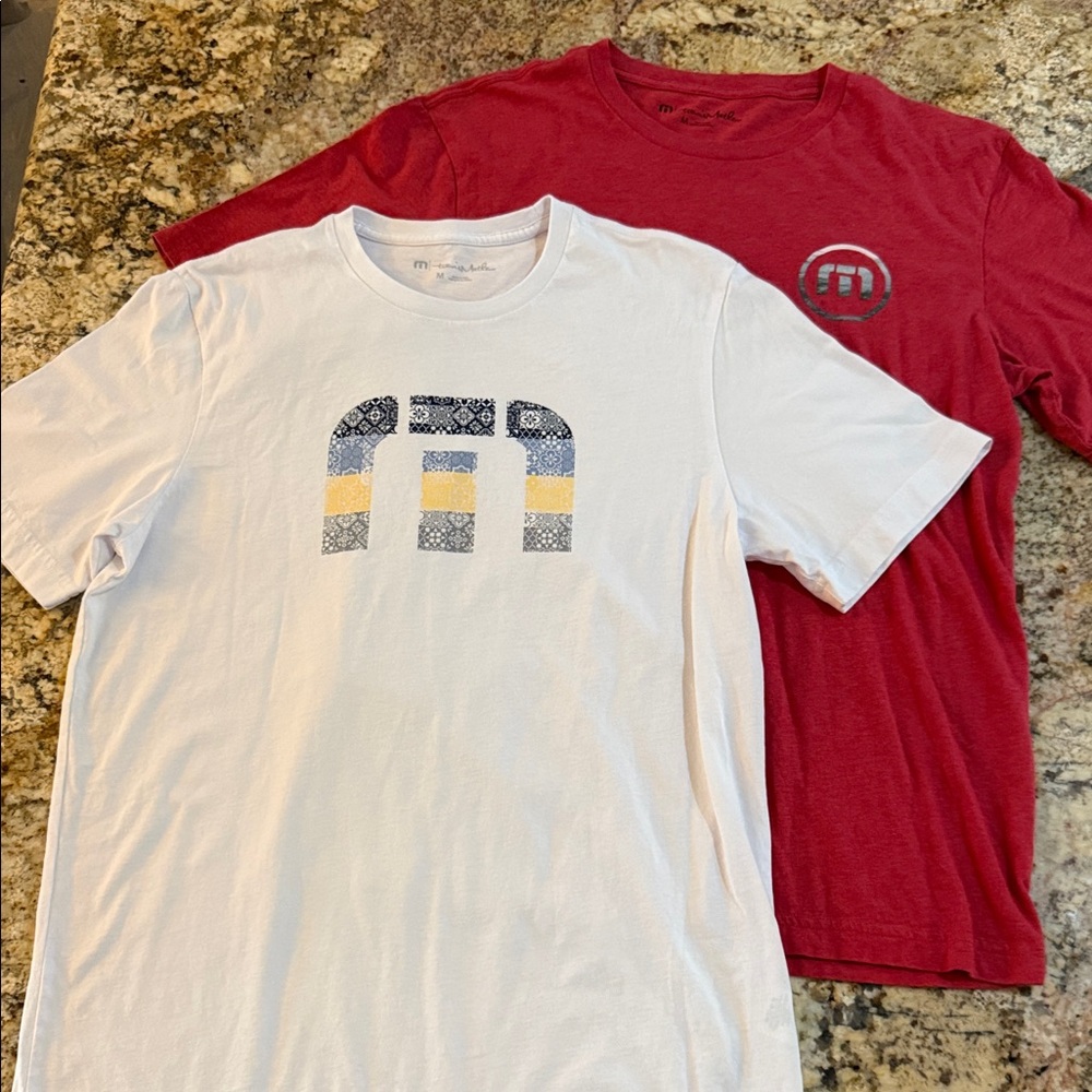 Travis Mathew White and Red Graphic Tees